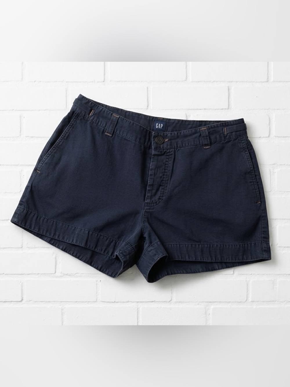 Vintage 2000 Y2K Gap Utility Chino Shorts Navy Contrast Orange Stitch Canvas 6